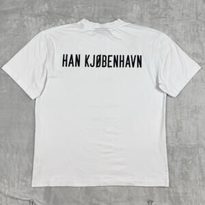 Han Kjøbenhavn White Logo T-Shirt 100% Cotton Minimalist Style Size M Designer